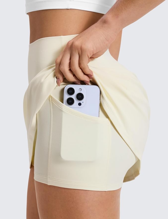 CRZ YOGA Butterluxe High Waisted Tennis Skirts | Built-in Shorts with Pockets, Extremely Soft, Casual, A Line, Stretchy, Mini, Skort for Women