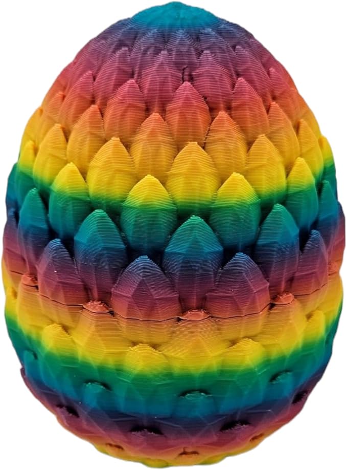 Surprise Dragon Egg Articulating Gemstone Dragon Fidget Figurine - 3D Printed Dragons Flexible ADHD, Autism, Relief Anxiety - Articulated Joints (Rainbow)