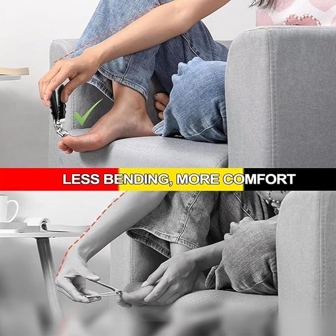 Black Long Handle Toenail Clippers for Seniors Non-Slip Wide Jaw Opening Clipmaster Pro Toenail Clippers with Catcher for Men for Thick Nails Ergonomic Curve Angled Head Toe Nail Clipper Sharp(1pcs)