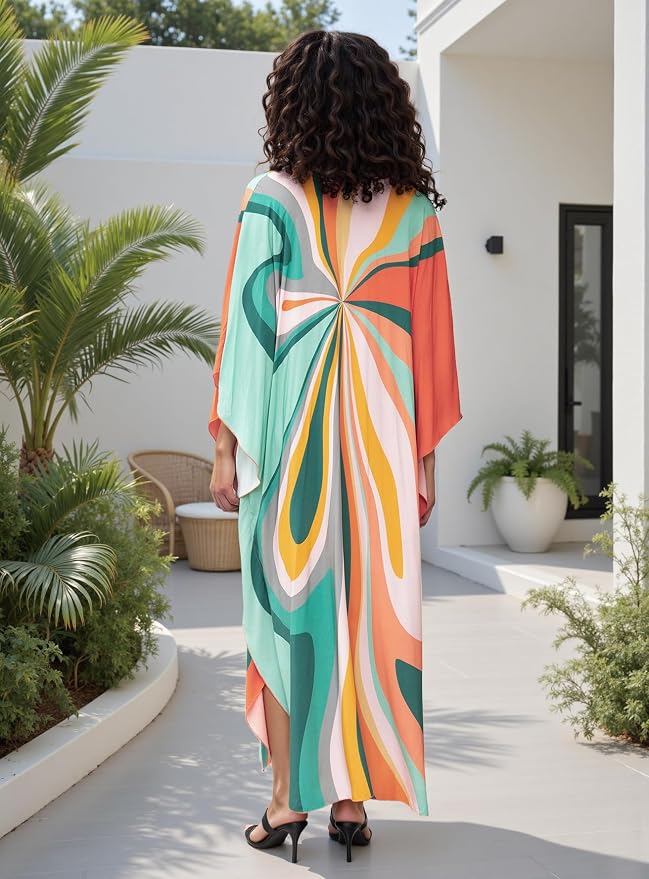 Mumu Dresses for Women Plus Size, Bohemian Kaftan Beach Cover Up Long Maxi Nightgown Soft Loungewear