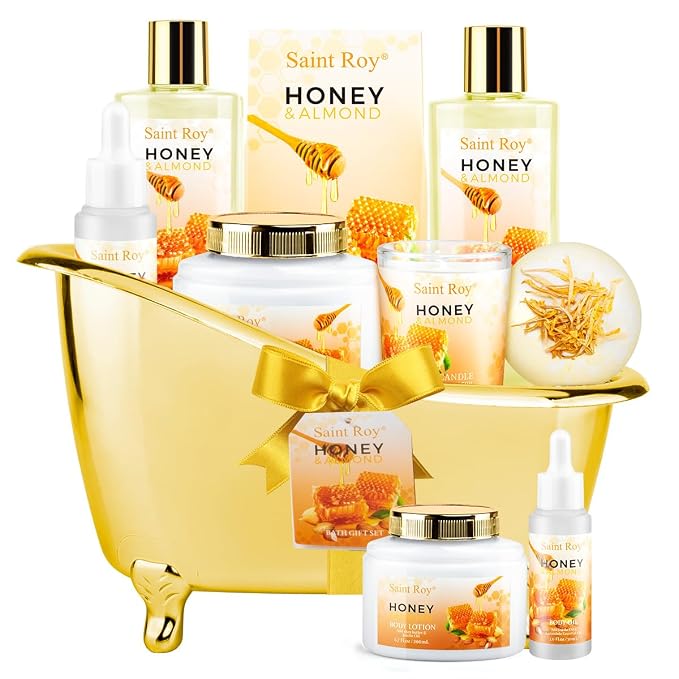 Shower kit gift Birthday Spa Gifts for Women & Men, Honey Almond Bath Gift | Bath Gift Set, Spa Gift Basket for Women & Men, Home Spa Gift Set, Self-Care, Bath Gifts Christmas, Mother Day, Anniversary