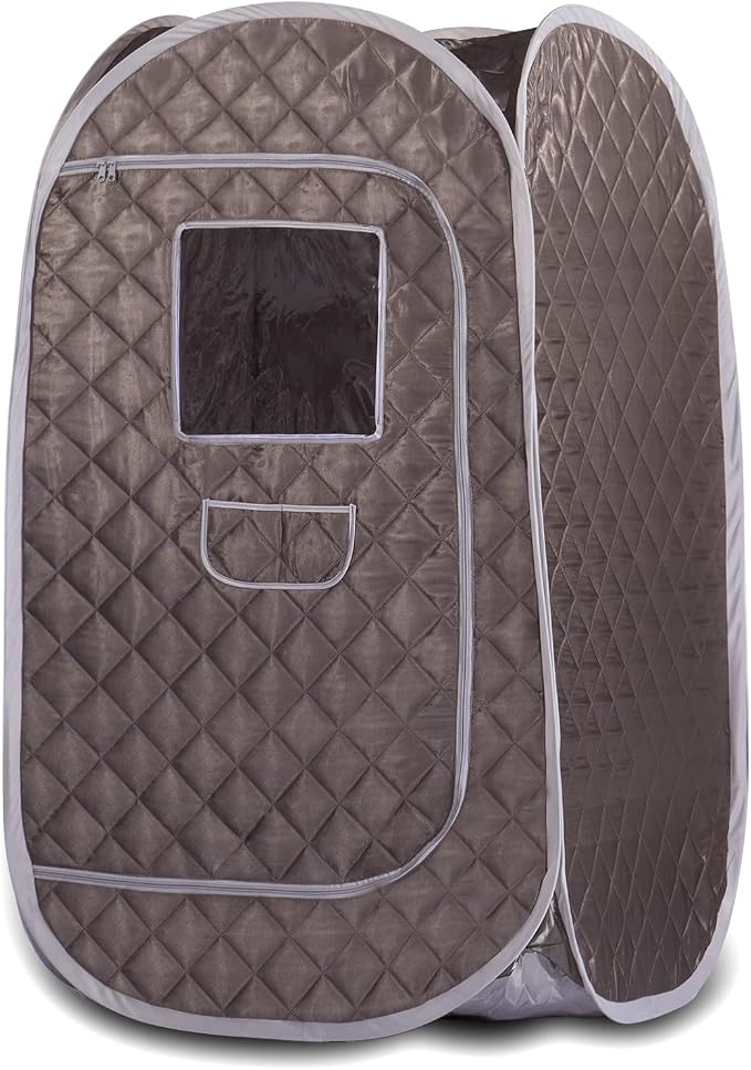 Smartmak Portable Steam Sauna Tent, Full Body Foldable One Person Spa Room for Detox Therapy Without Steamer (33.49 * 33.49 * 55.16in Darkgrey)
