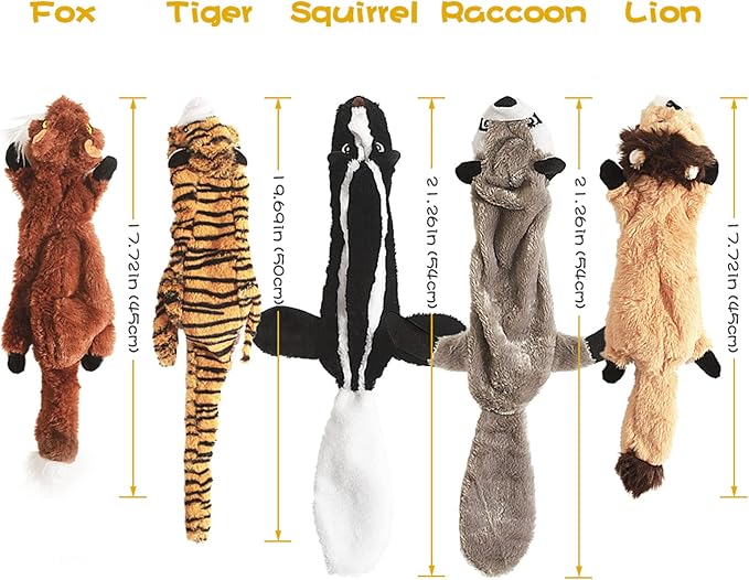 Dog Squeak Toys, No Stuffing Plush Dogs Chew Toy Bundle for Small Medium Large Breed Chewer Tough Durable Squeaky Pet Fetch Puppy Teething Chewing Interactive to Keep Them Busy Best Birthday Gift