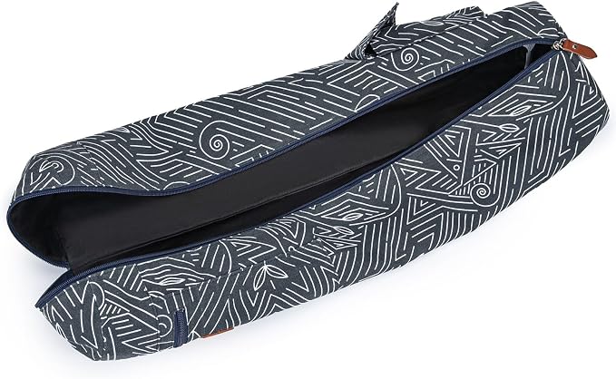 Canvas Yoga Mat Bag with Adjustable Strap & Pockets, Full-Zip Travel Gym Tote for Women & Men, Fits 1/4" & 1/3" Thick Mats, Lightweight Carrier for Yoga, Studio, Workout, Outdoor Use