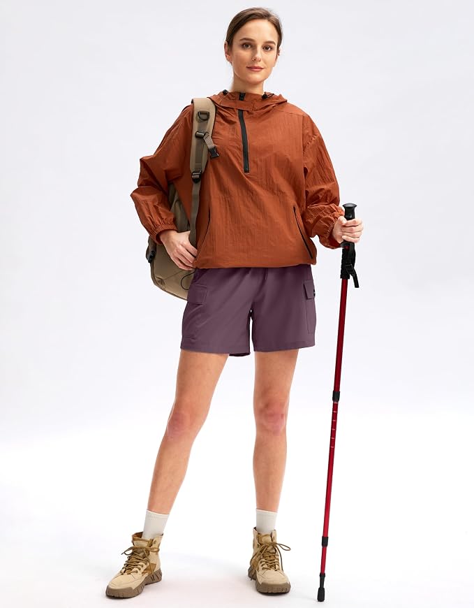SANTINY Women's 5''/ 7''/9'' Hiking Cargo Shorts Quick Dry Lightweight Summer Shorts for Women Athletic Golf Zipper Pockets