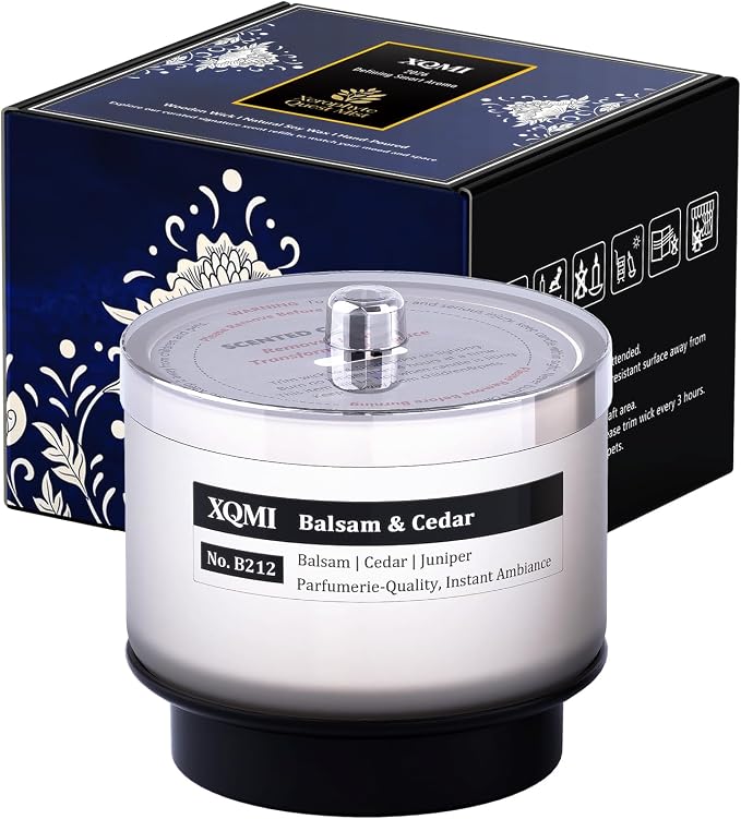 Smart Scented Candle Replaceable Refill with smart chip, Balsam & Cedar, 4.25oz Large Jar with up to 35 Hour Burn, Giftable