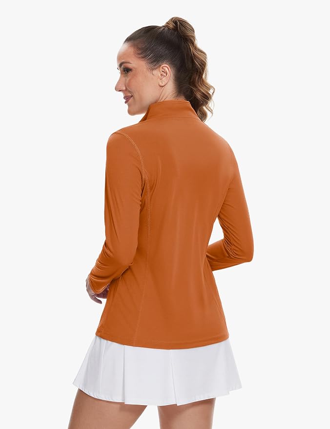 TACVASEN Women's Quarter Zip Pullover Golf Shirts UPF 50+ Long Sleeve Sun Shirts UV Protection Workout Tops