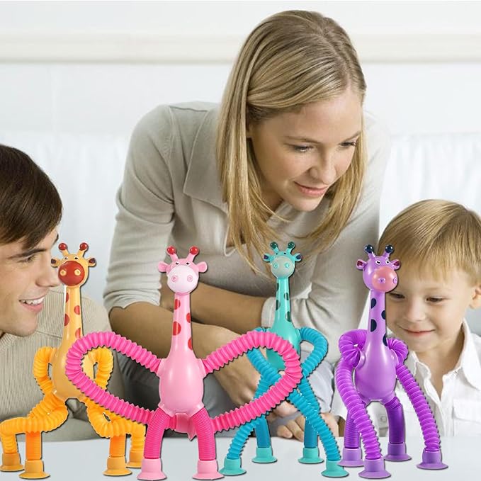 20 Pack Telescopic Suction Cup Giraffe Toy, Stretchy Giraffe SuctionAnimal Autism Sensory Toy for Toddlers, Travel Essential, Educational Classroom Treasure Box, Stretchy Giraffe Party Favors