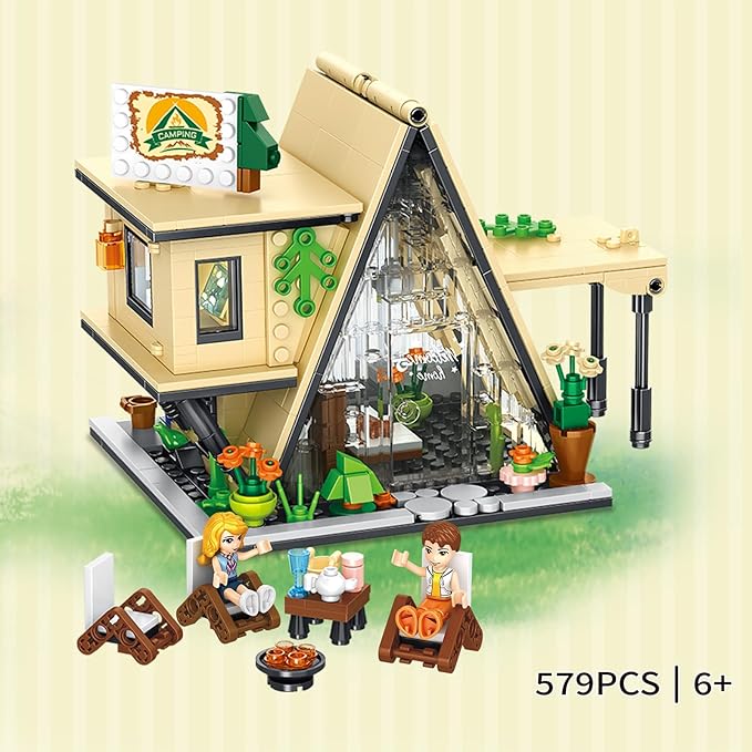 FANTASY&Co. Camping Tent Building Blocks Set - 579PCS, Adventure-Themed Playset for Kids 6+, STEM Educational Toy, Compatible with Lego