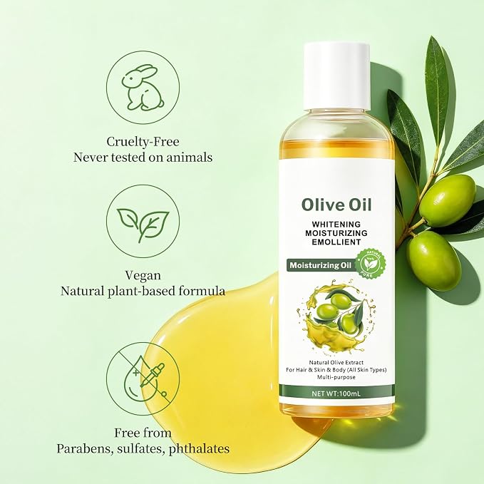 Antioxidant Face & Body Oil with Olive, Jojoba, and Macadamia Oils - Hydrating Dry Oil Blend with Squalane and Sunflower Seed Oil, Natural Vitamin-Rich Moisturizer for All Skin Types, 3.38 fl oz