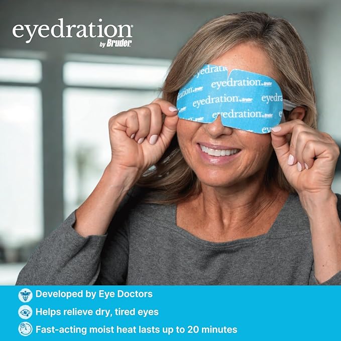 Eyedration Air-Activated Eye Steam Mask l Dry Eye Relief l Disposable Heated Eye Mask l Gentle, Soothing and Hydrating l No Microwave Needed l Convenient and Lightweight - 4 Single Use Compresses