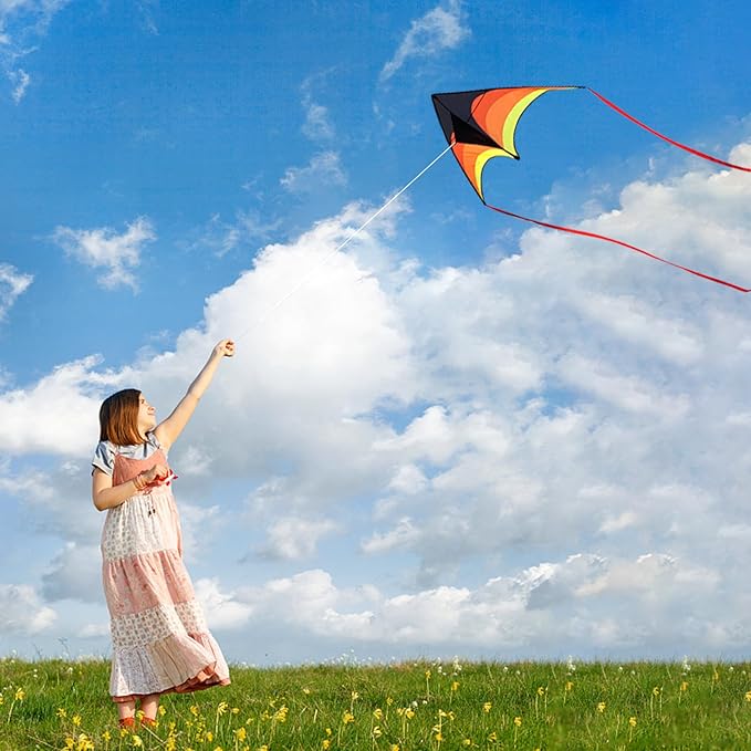 Mint's Colorful Life Delta Kite for Kids & Adults, Extremely Easy to Fly Kite for Beach Trip, Best Kites for Beginners, 300ft String Handle Included