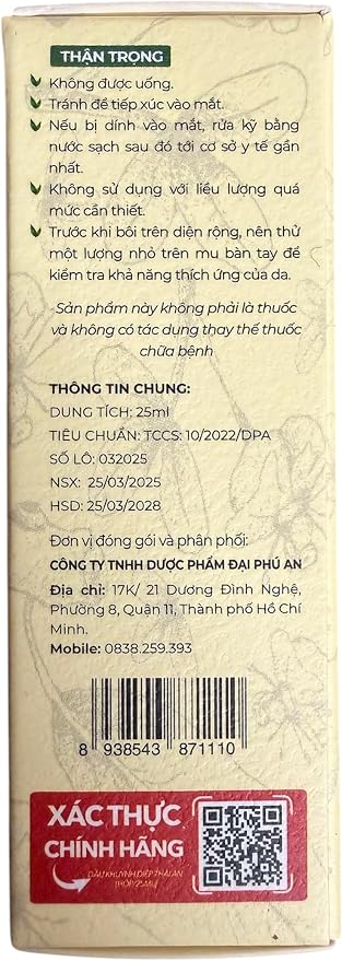 Vietnamese Natural Eucalyptus Lotion - Natural Massage Lotion - Dau Khuynh Diep Thai an 25ml