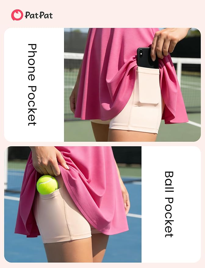 PATPAT Girls Athletic Dress Tennis Summer Outfit with Headband & Shorts | Quick-Dry RapidAir-C Fabric, Lightweight Breathable Golf Dress, Sweat-Wicking 2 Piece sets, Two Hidden Pockets