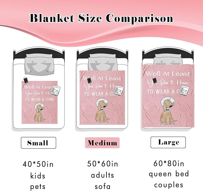 Get Well Gifts for Women/Men After Surgery Pink Blanket 50"x60" | Feel Better/Get Well Soon Gifts for Women, Surgery Recovery Gift for Men, at Least You Dont Have to Wear A Cone