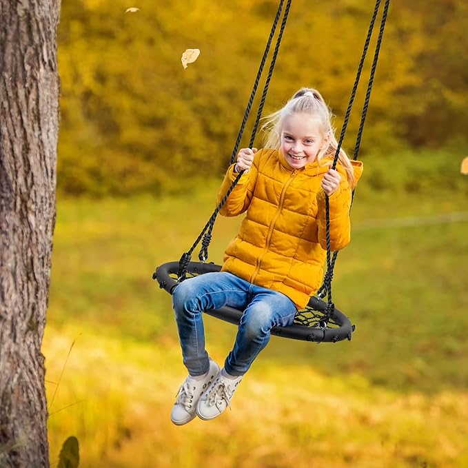 Sorbus Saucer Tree Swing- Kids Outdoor Disc Round Swing - 24" Heavy Duty 220lbs Seat- Easy Install Flying Saucer Web Circle - Perfect for Gift,Playground, Birthday, Xmas, IndoorOutdoor