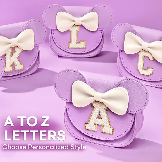 mibasies Toddler Purse Girl Gifts: Girls Birthday Gifts for 3-8 - Toys for Ages 2-4 Girls Mouse Ears Purse, Purple, Letter N