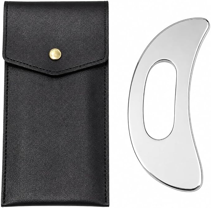 Gua Sha Massage Tool with Handle (Stainless Steel) ,Body Muscle Massage Scraper Tools,Larger Fascia Guasha Scraping Metal Tool for Back Neck Face Leg