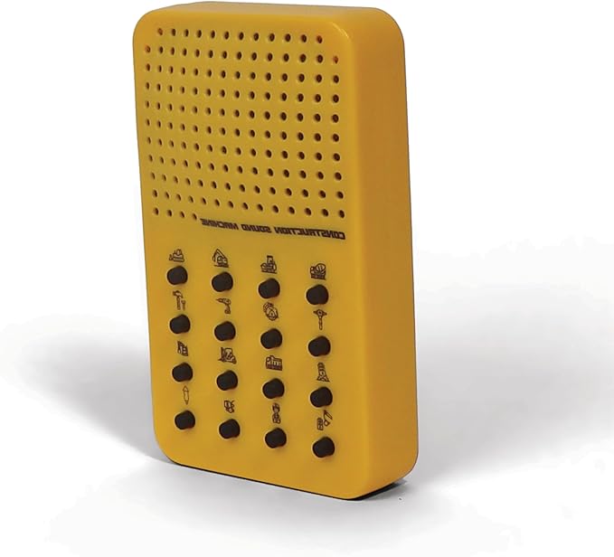 Construction Noisemaker with 16 Sounds, Whistles, Horns, and Engine Noises, Portable Electronic Sound Maker Construction Themed Sound Board For Kids With 16 Effects, Birthday Noise Maker Toy Gift