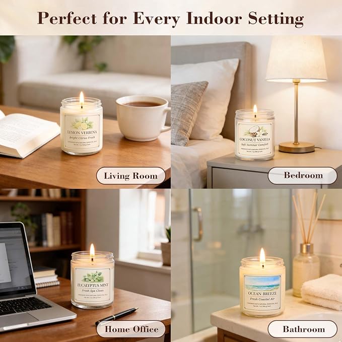 YINUO LIGHT 6 Pack Scented Candles Gift Set, 42 oz Soy Wax Glass Jar Candles for Home, Up to 300 Hour Burn, Aromatherapy Candle Set, Birthday Housewarming Gifts for Women Mom