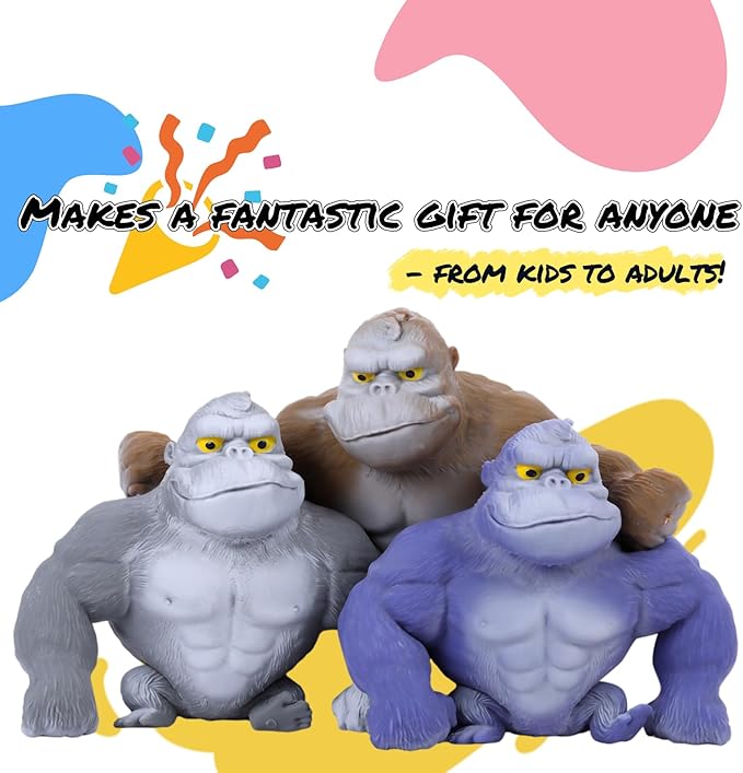 Super Stretchy Gorilla Fidget Toy, Squishy Monkey Squeeze Toy, Splat Maxi Kong, Sensory and Fidget Toy for Kids and Adults, Fun Gift for Fidgeters, Ideal Gift for Kids (Purple)