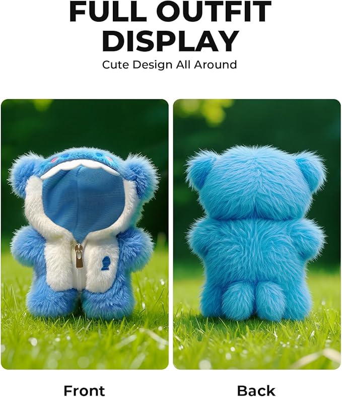 (2-Pack) 17cm Doll Clothes Set, Plush Dinosaur and Shark Outfits for 17cm Dolls, Soft and Stylish One-Piece Dress Up Doll Clothes, Adorable and Cute Clothing with Cozy Texture and Fun Design
