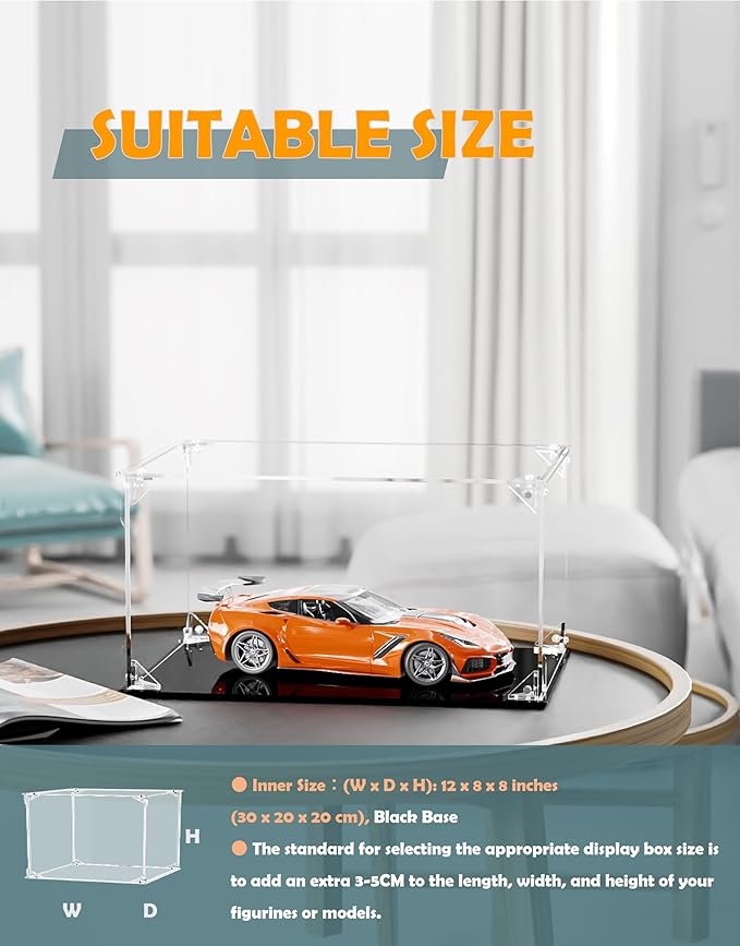 Clear Acrylic Display Case, Front-Open Door with Magnetic Buckle, Assemble Display Box, Dustproof Protection Showcase for Figures, Collections, Models, Toys (12x8x8 inch, 30x20x20 cm)