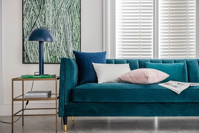 Lumbar Pillow Covers 12x20 Teal: Pack of 2 Cozy Soft Velvet Rectangular Modern Luxury Decorative Throw Pillow Cases for Sofa Couch Living Room Bed Home Decor