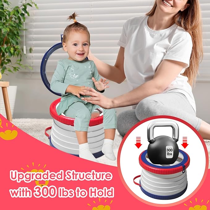 2025 Upgraded Portable Potty Training, Foldable Toilet,Travel Potty for Toddler, Apply to Seat Emergency Toilet for Camping, Outdoor, Car, Indoor, Including 3 rolls of garbage bags(Red-blue)