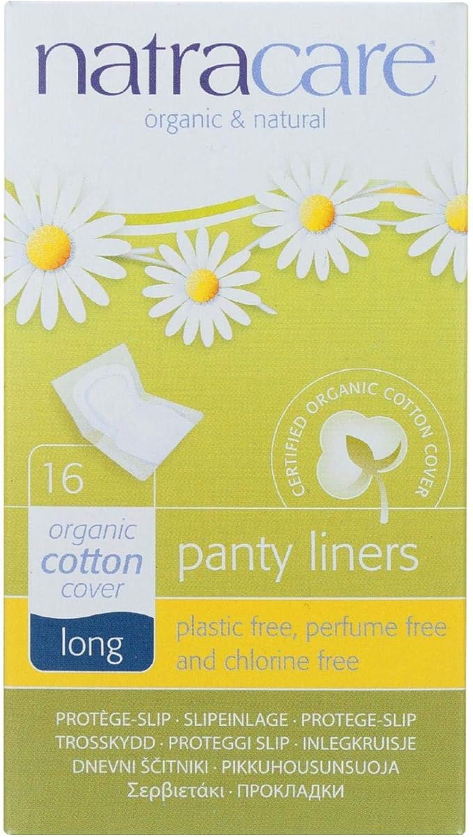 Natracare Panty Liners - Long - Wrapped - Organic Cotton Cover - Chlorine Free - 16 Count (Pack of 2)