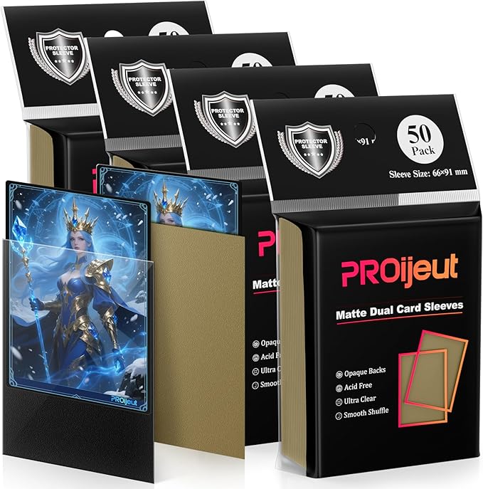 200 Pack Card Sleeves, Matte Dual Trading Card Sleeves with Opaque Back & Smooth Shuffle, Tear Resistant Card Protectors for MTG, TCG and Game Cards (Truth Brown)