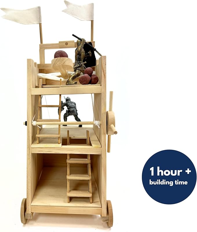 PATHFINDERS STEM Kit – Medieval Siege Tower with Catapult | Wooden Building Kit for Kids Ages 12-14 | Engineering & Physics Toy | Hands-On STEM Project