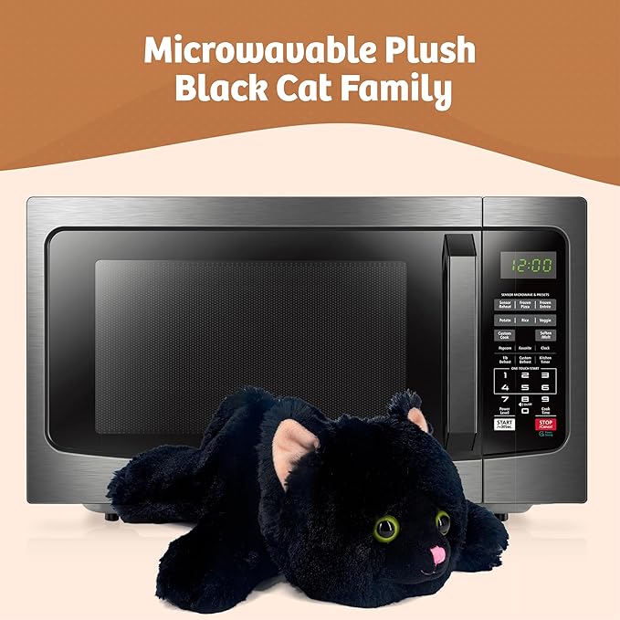 MARYSUN Microwavable Black Cat Stuffed Animal - Weighted Stuffed Animal Plush, Heating Pad, Cozy Gift for Girls|Women|Kids|Elder People