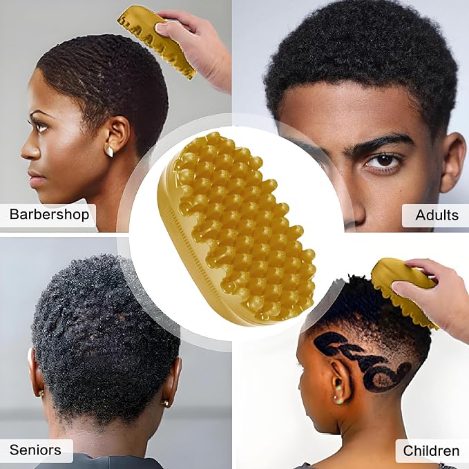 Rubber Curling Hair Brush,Premium Twist Tool for Afro Hair,Ideal for Curly, Coiled, 4C Hair,Quick & Easy Styling,Golden