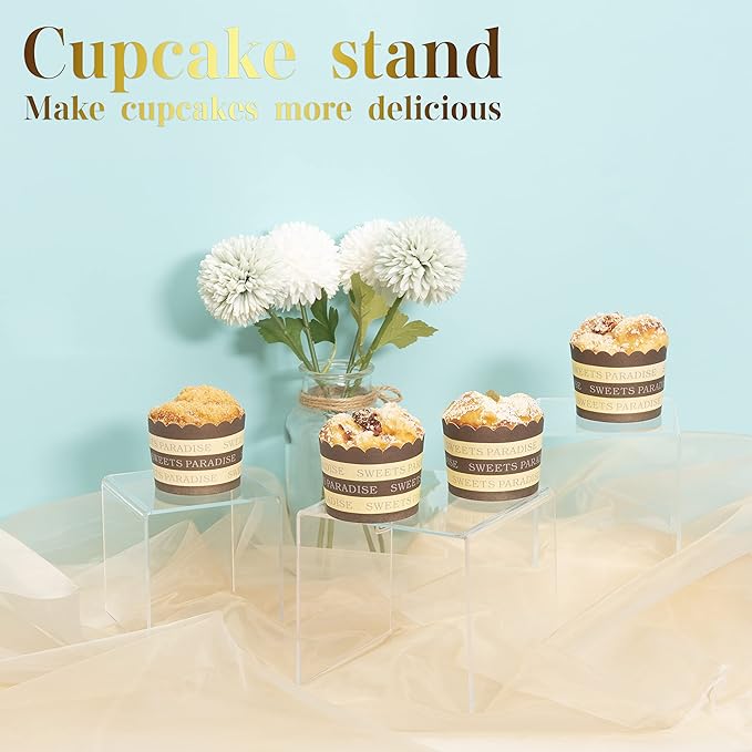 ihomecooker Acylic Riser Square Display Stand For Cupcakes, Arts and Crafts (Clear, 6P-4&5&6INCH)