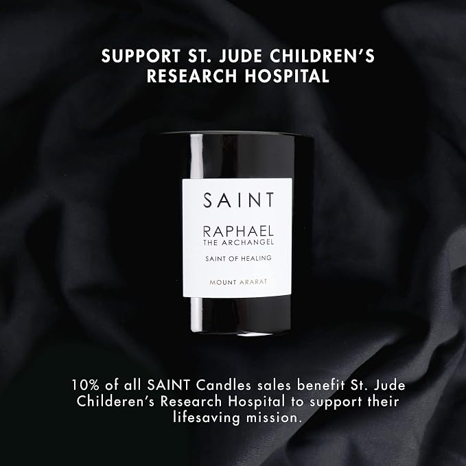 SAINT Raphael The Archangel Scented Candle with Prayer and Prayer Coin | Soy Coconut Aromatherapy Candle with 50 Hour Burn Time