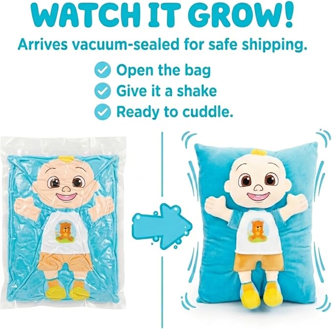 Jay Franco CoComelon JJ 3D Snuggle Plush Pillow - Super Soft Blue Pillow - Measures 15 Inches