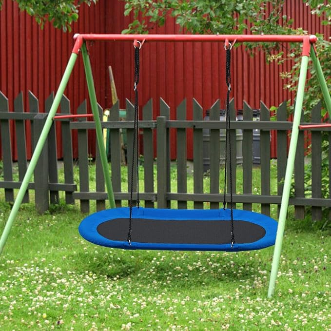 Costzon 60'' Giant Waterproof Platform Saucer Tree Swing Set, 700 lb Weight Capacity, Outdoor Saucer Tree Swing with Adjustable Hanging Ropes, Swing for Children Park Backyard (Blue)