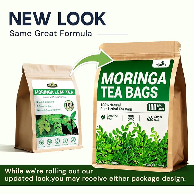 Moringa Leaf Tea - Caffeine Free, 100 Teabags