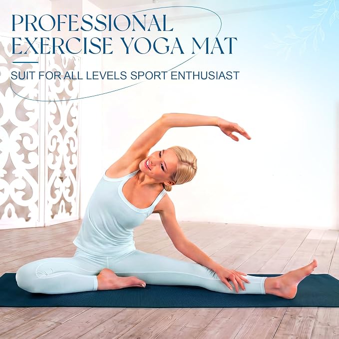 3 mm Thin Yoga Mats Bulk, Lightweight PVC Exercise Mats Non Slip Workout Fitness Pads for Yoga Pilates Stretching Classes Gym Home Studio, Easy to Clean