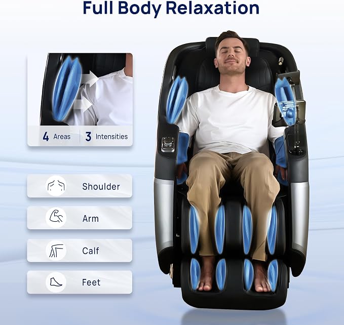 VAT Massage Chair Full Body VibroAcoustic Sonic Wave, SL-Track Zero Gravity Recliner with 25 Auto Modes, Smart Body Scan, Extendable Footrest, Reading Lamp, Black