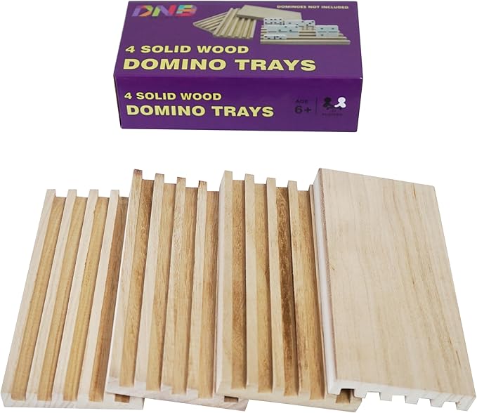 DNB Wooden Domino Racks Trays - Set of 4 Holders 5 Slots per Holder - Dominoes NOT Included
