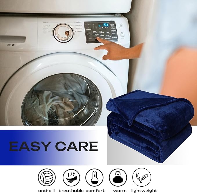 Fleece Plush Throw Blanket Navy Blue 50"x60"for Couch Fuzzy Cozy Flannel | Super Soft Lightweight Microfiber Blanket for Sofa Bed bedroom Home Decor All Season,Birthday Gifts for Women Mom Adult