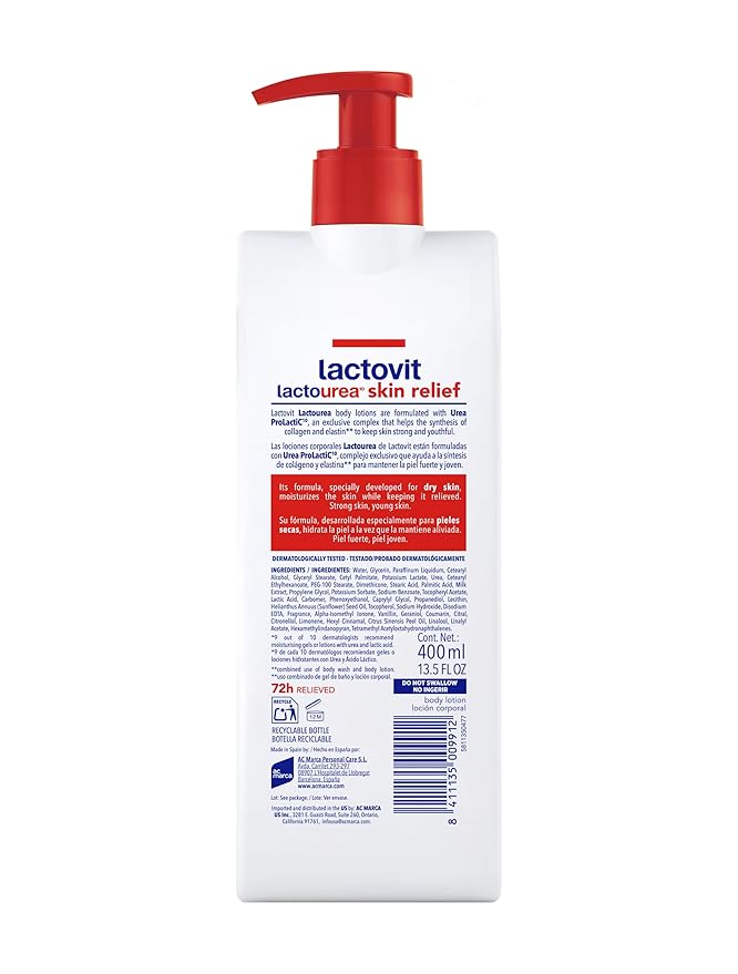 Lactovit | Lactourea Body Lotion | Hydrating Moisturiser for Dry Skin | With Urea ProLactiC10 Complex, Lactic Acid & Pure Urea | Soft & Youthful Skin | Dermatologist Recommended | 400 ml
