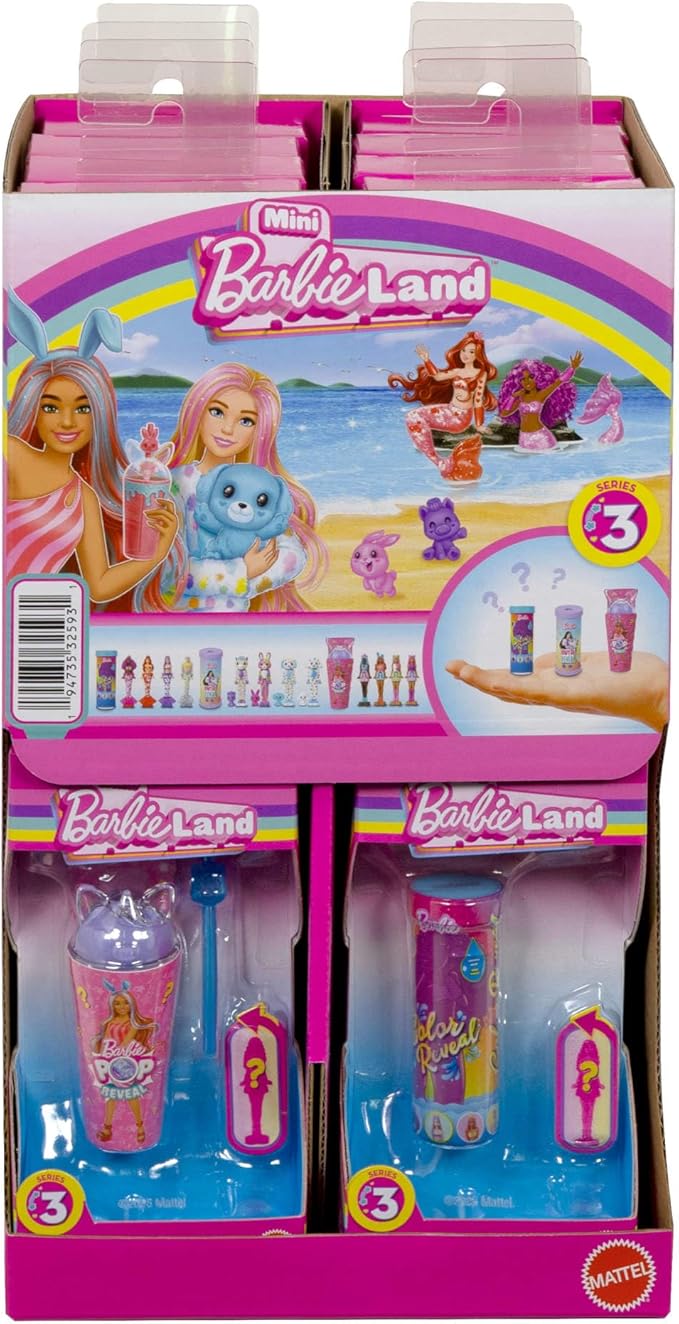 Barbie Mini Barbie Land Mermaid Dolls, 1.5-Inch Surprise Water Reveal, Series 3