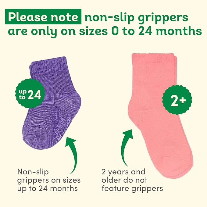 Fruit of the Loom Baby & Toddler Grow & Fit Flex Zones Cotton Stretch Socks - Unisex, Girls, Boys