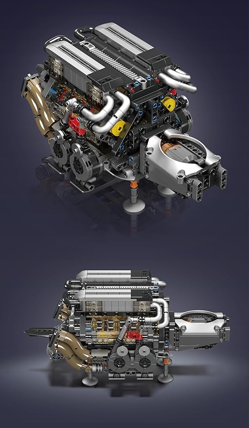 Sosuy W16 Motorized Model Engine Kit for Adult Men Teen, Electric Drive, Ultra-Realistic Working Replica, Home Set for Collection Fans, STEM Building Block Toy for Boy, Birthday Gift for 8+ Kid 952Pcs