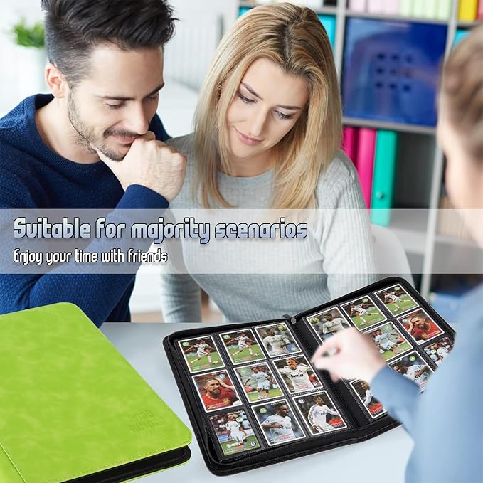 Trading Card Binder, Premium 9 Pocket Double Sided 540 Pocket PU Card Collection Binder, Collectible Trading Card Albums for MTG, TCG, Sport Card, Game Cards (Grass)
