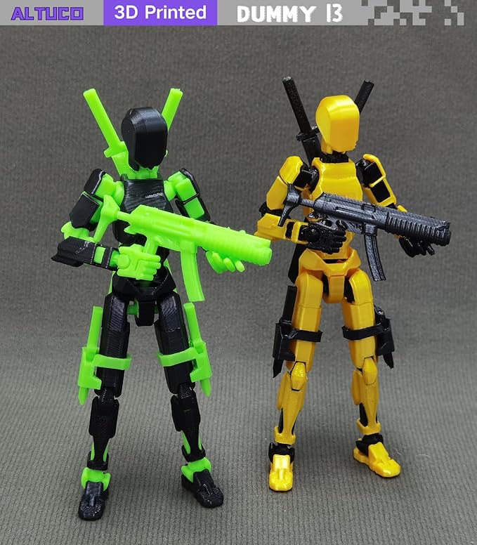 T13 Action Figure with Lots of Accessories,3D Printed Multi-Jointed Titan13 Figure,Black Dummy 13 Desktop Decorative Toy