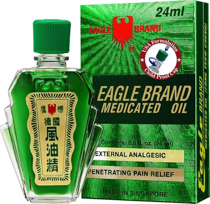 Case Set - Green Dozen Eagle Essentail Medicated Oil - 12 Chai Dau Con O Xanh - 24mL per Bottle with 12 Bottles per Order - Made in Singapore